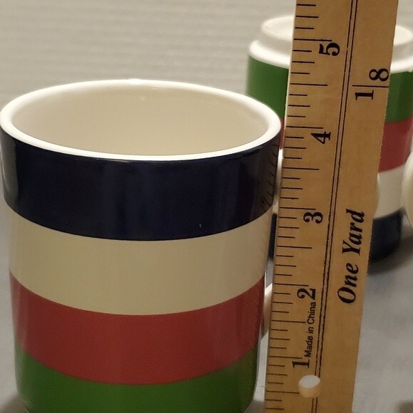 KATE SPADE NY Lenox "All In Good Taste" Stripe Mugs Blue White Pink Green Set 4 - Picture 9 of 9